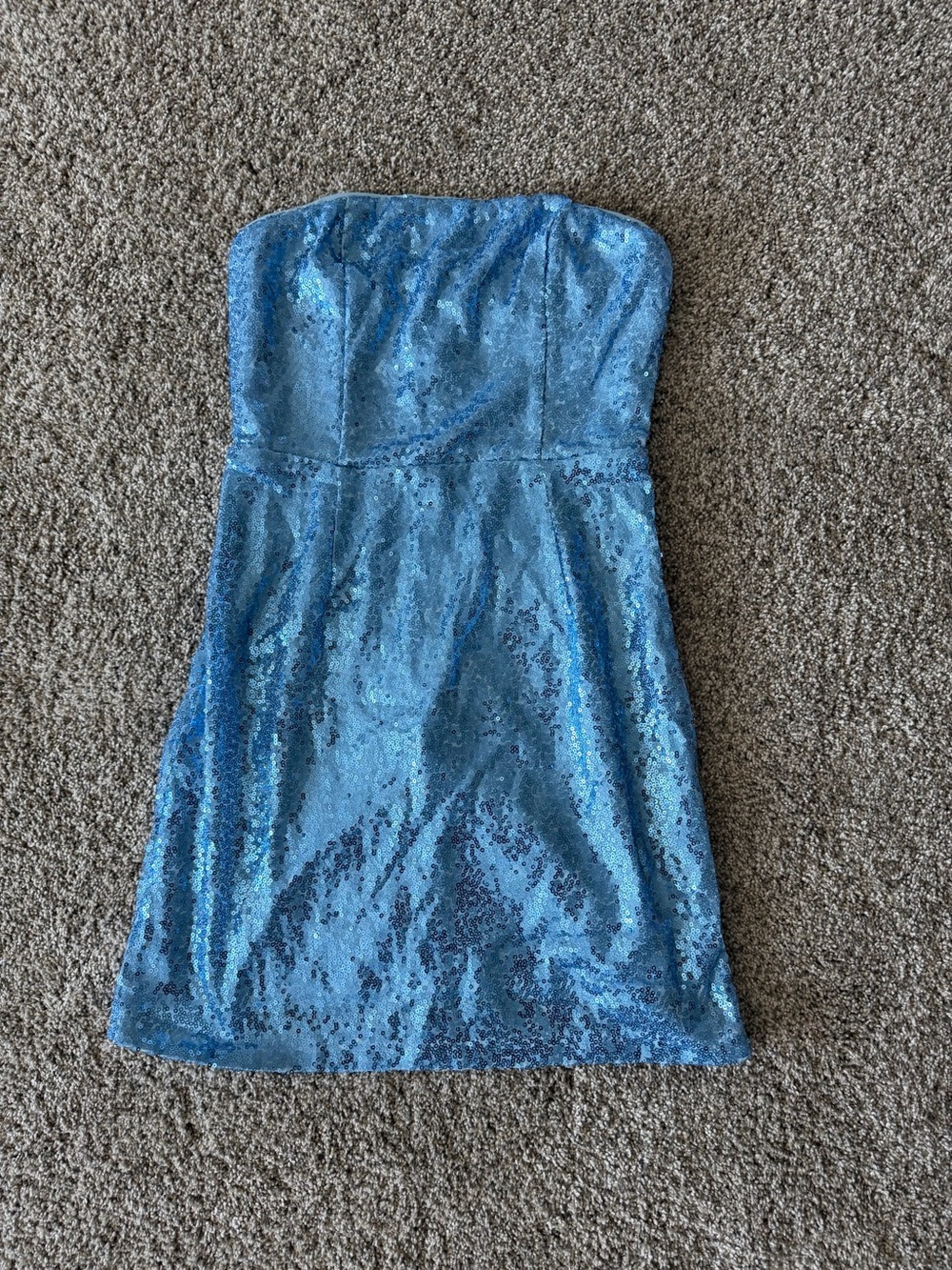 NWOT Lulu's Strapless Sequin Mini Dress in Shimmering Blue
